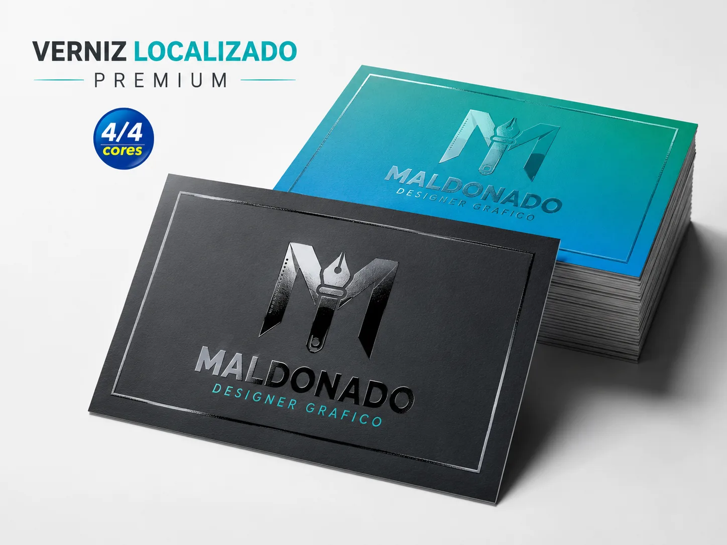 Cartão premium com verniz localizado
